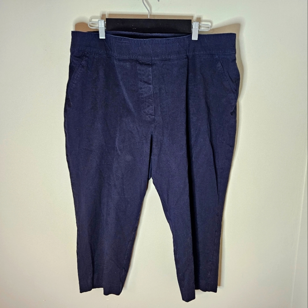 Spanx Cropped Twill Pants Black 3X  Petite 4 Pocket Style Slant Pocket Stretch